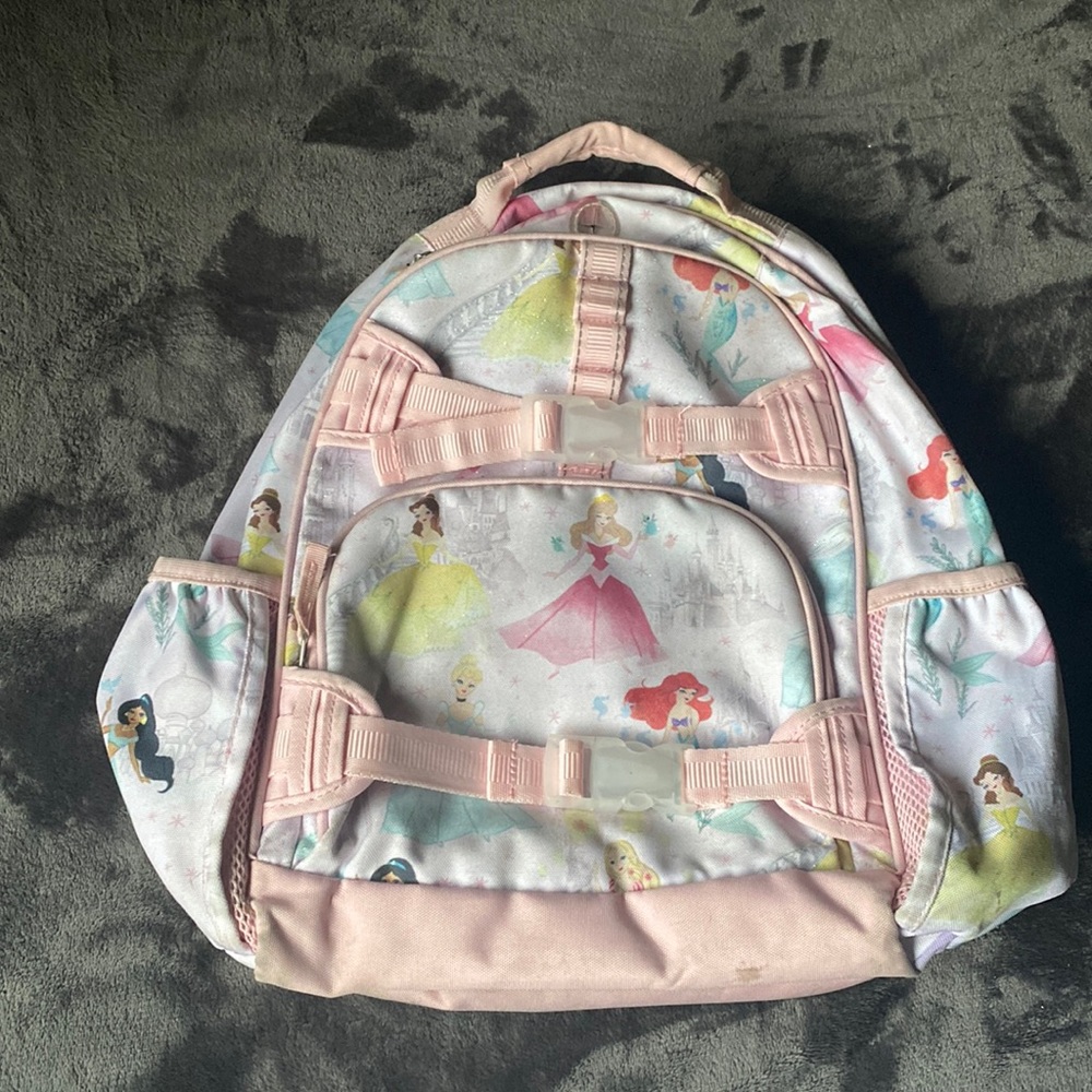 Pottery Barn Kids Pink Princess large backpack and lunch box set.